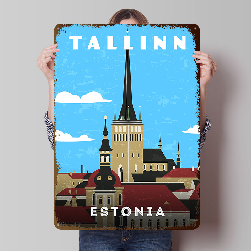 Travel Accessories For Europe - Pôster de Viagem Retrô da Estônia,