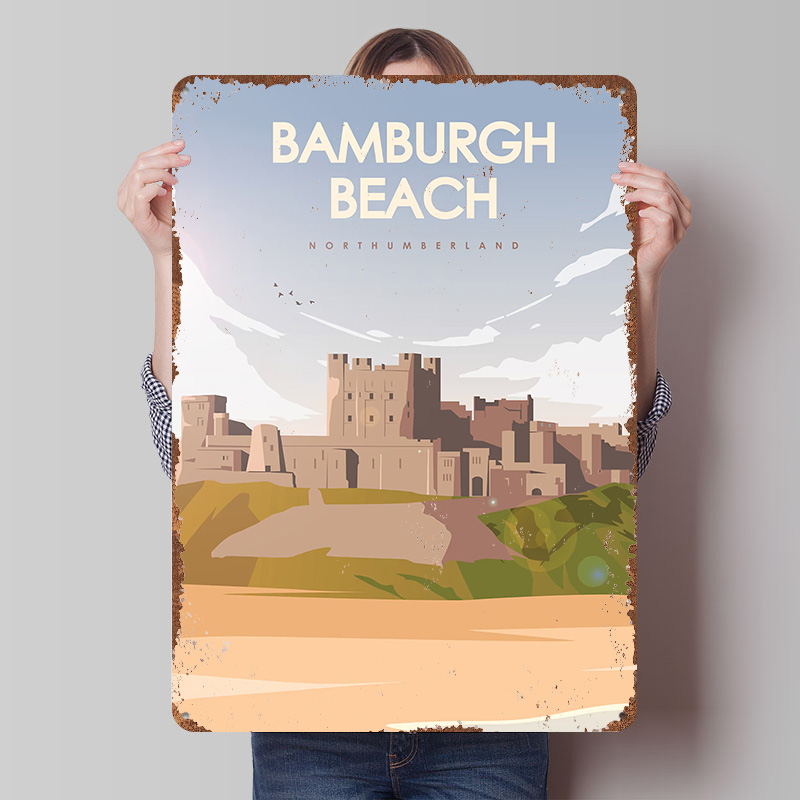 Travel Accessories For Europe - Pôster de Viagem Bamburgh Beach Northumberland,