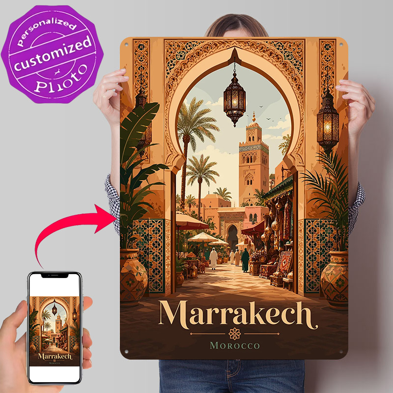 Travel Accessories For Europe - Pôster Metálico de Viagem Marrakech Marrocos,